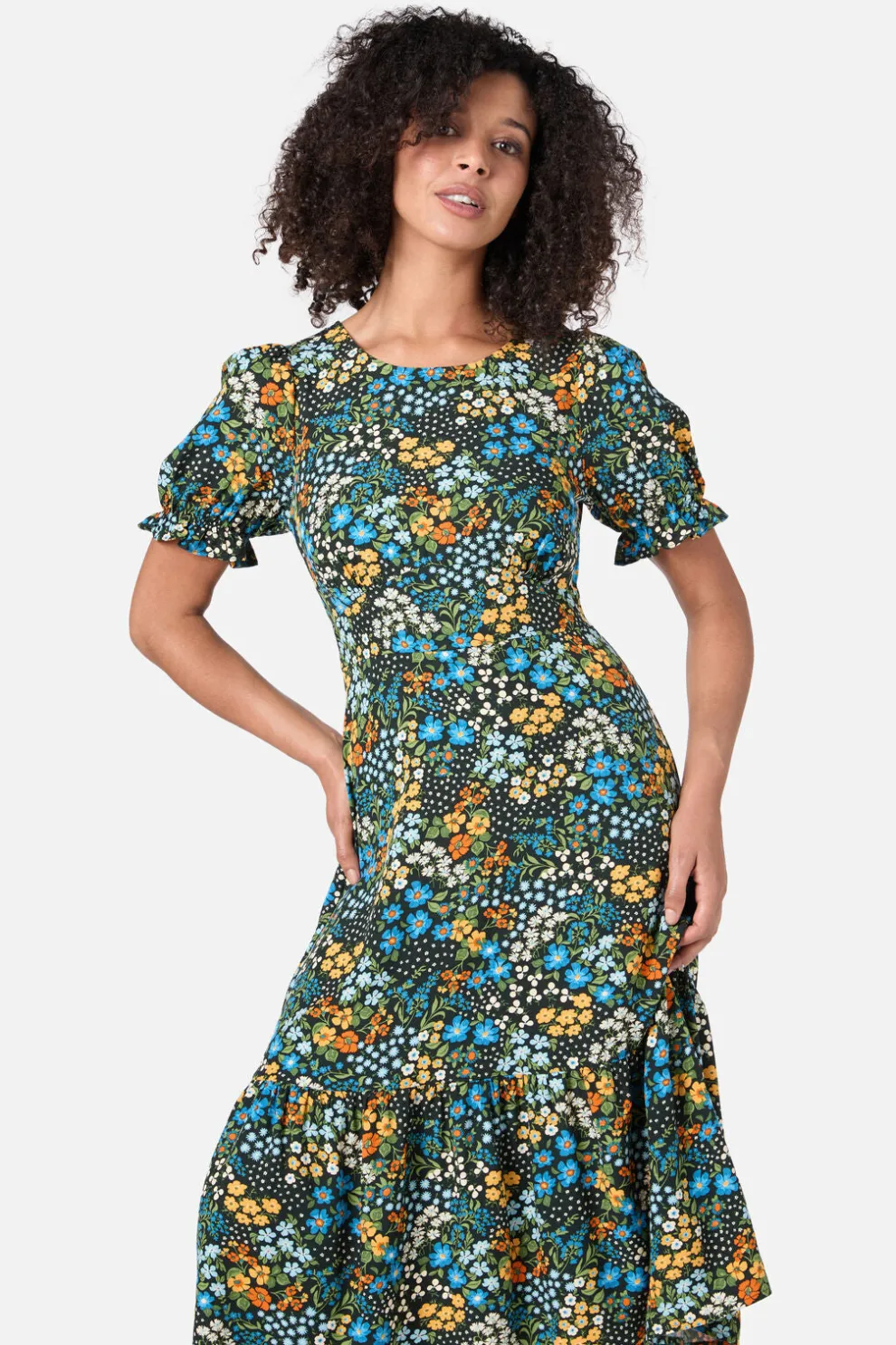 Ada 90's Floral Midi Dress