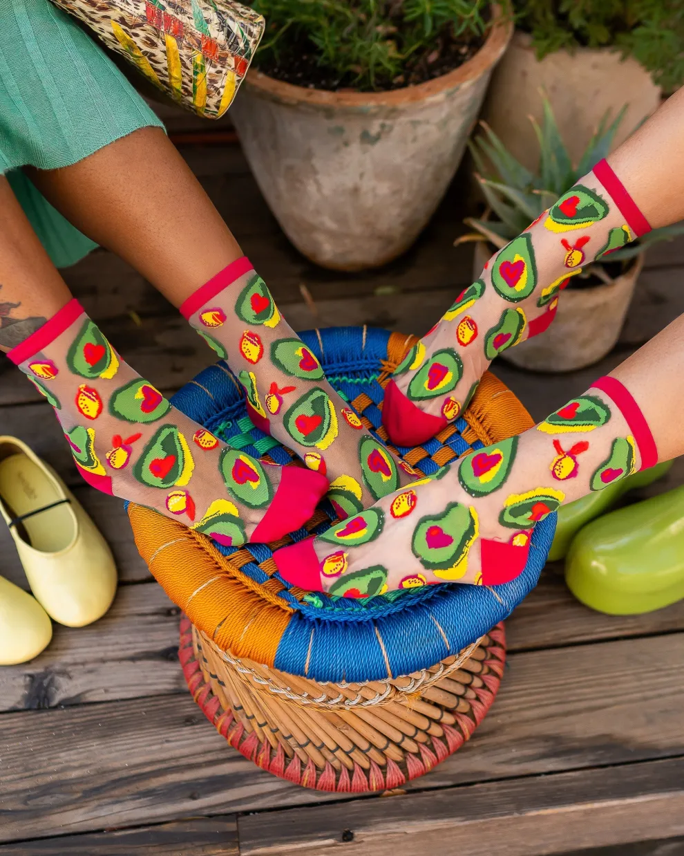 Avocado Lover Sheer Crew Sock