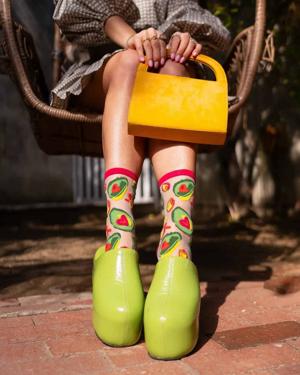 Avocado Lover Sheer Crew Sock