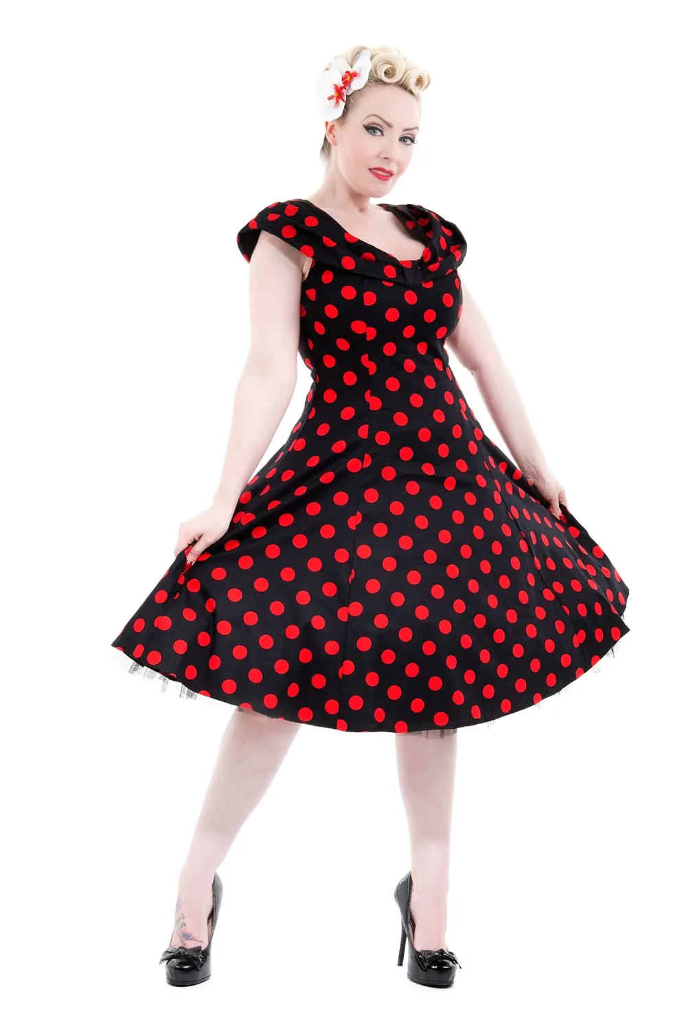 Black & Red Polka Dot Swing Dress
