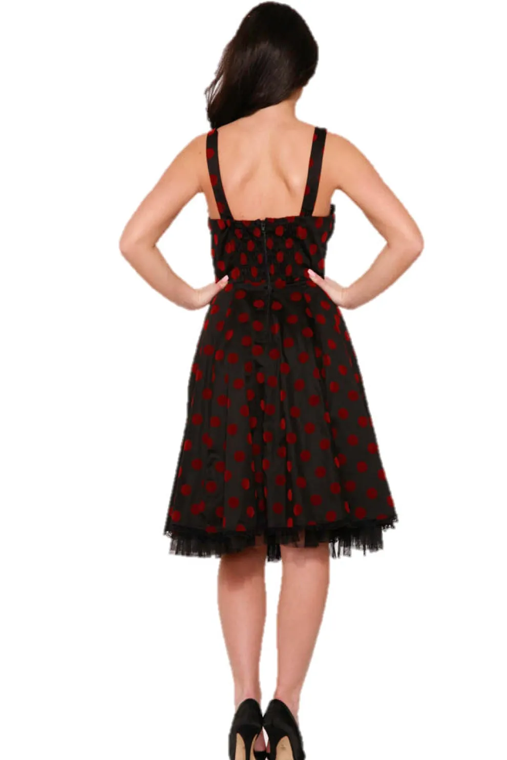 Black & Red Velvet Polka Dot Dress