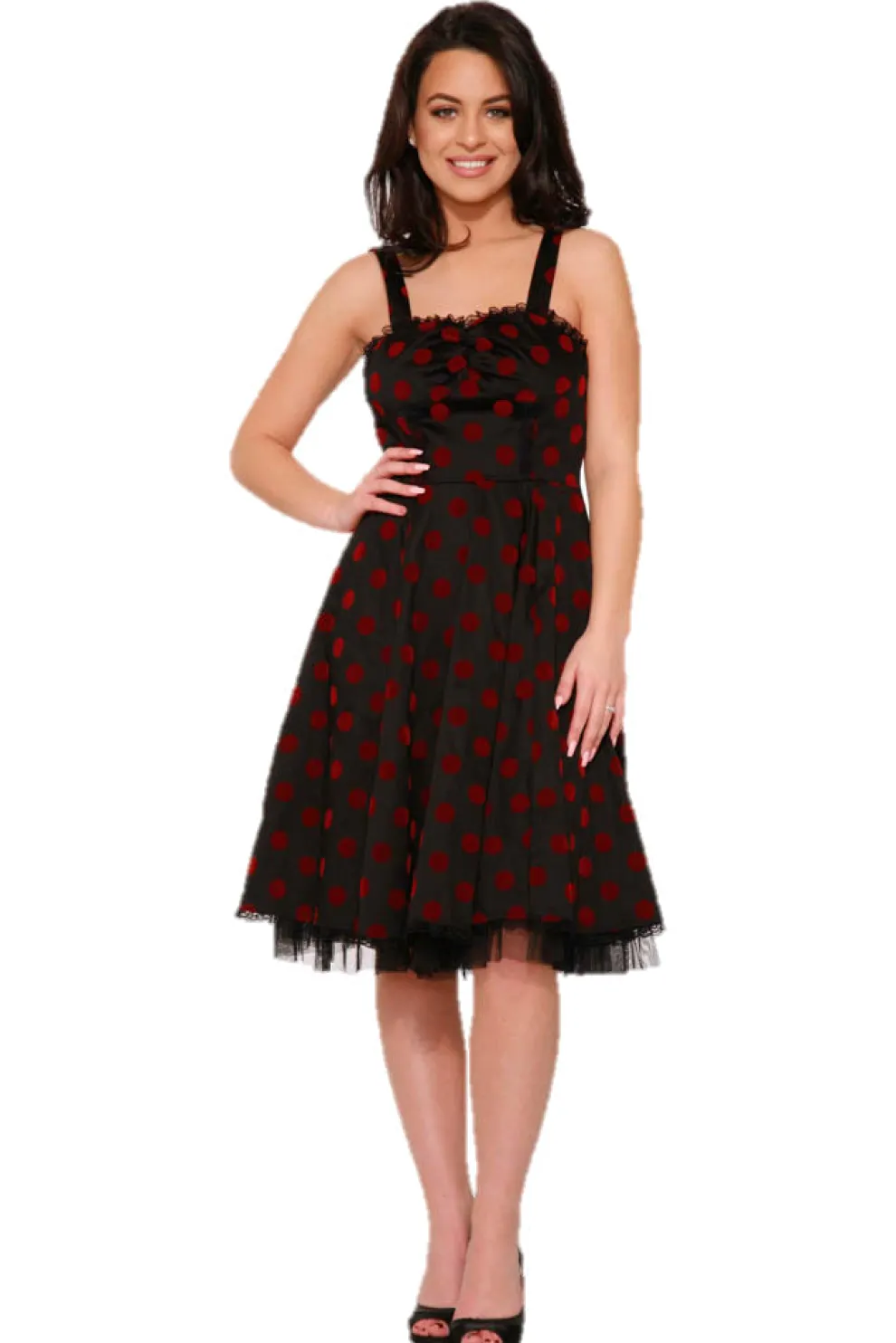 Black & Red Velvet Polka Dot Dress