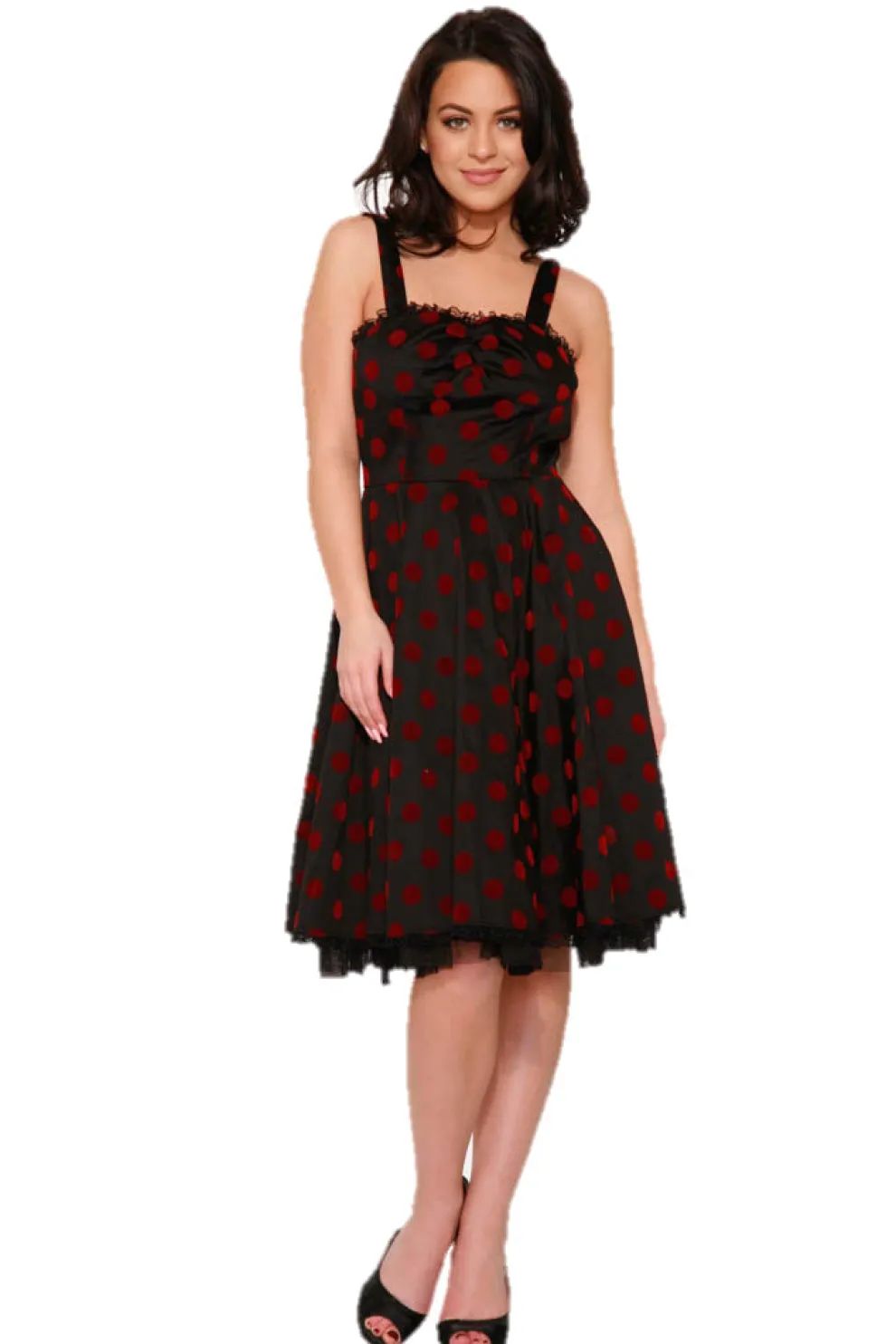Black & Red Velvet Polka Dot Dress