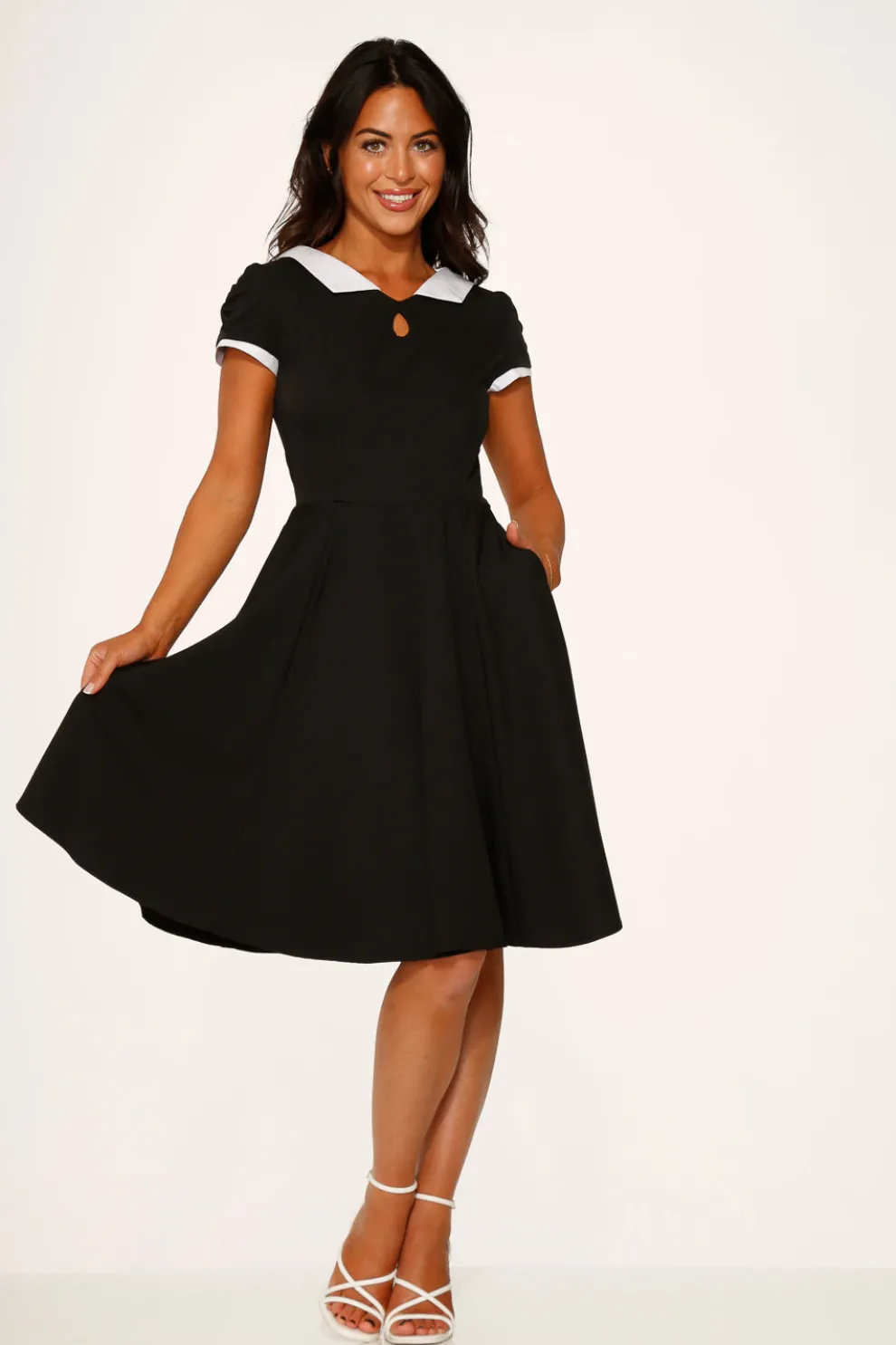 Black & White Keyhole Swing Dress