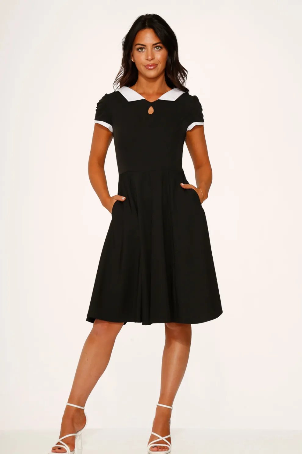 Black & White Keyhole Swing Dress