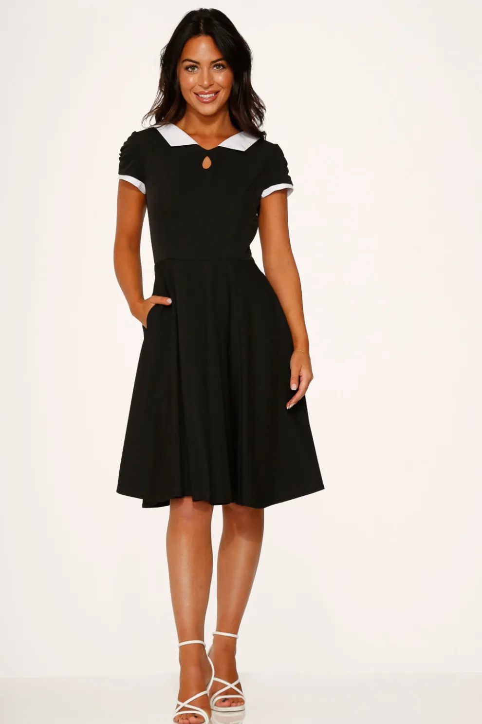 Black & White Keyhole Swing Dress