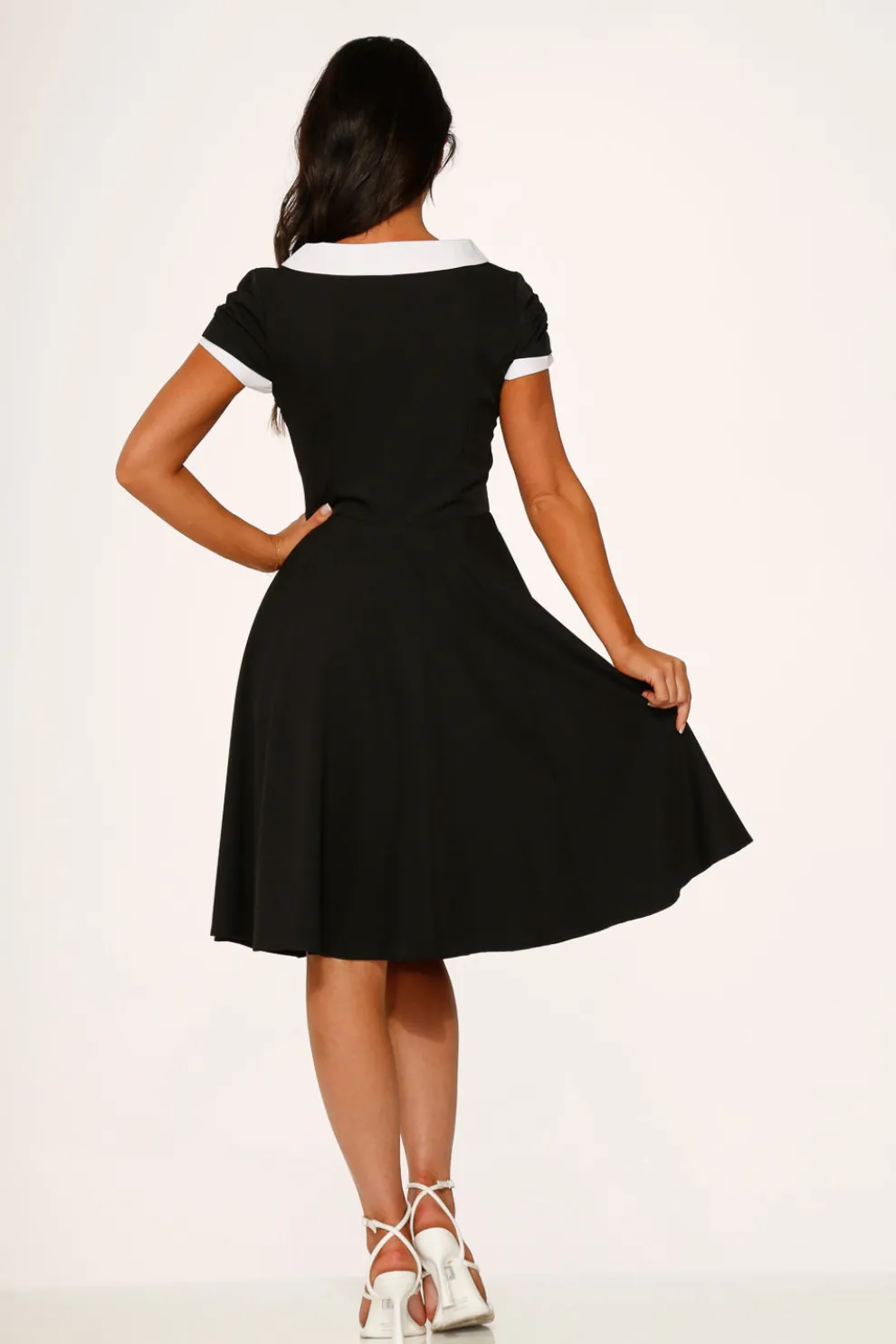 Black & White Keyhole Swing Dress