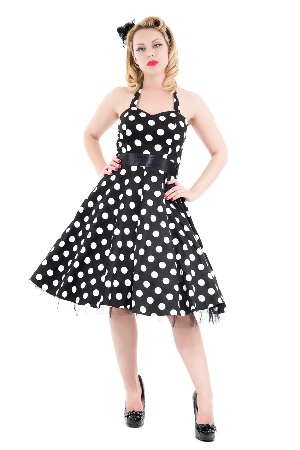 Black & White Minnie Halter Dress