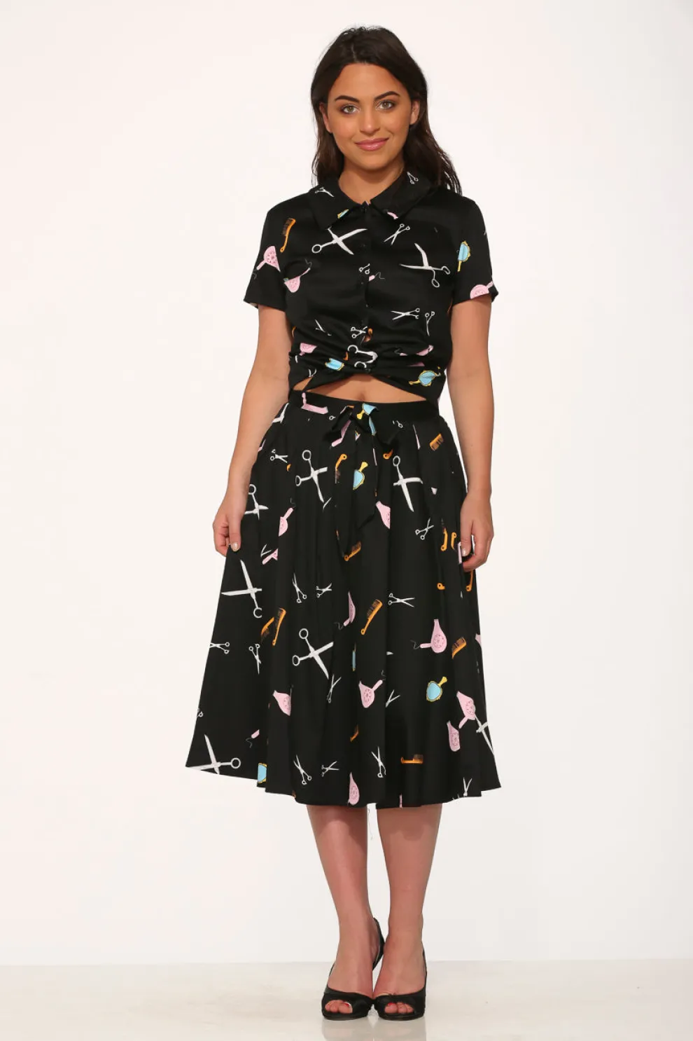 Black Beauty Salon Top & Skirt