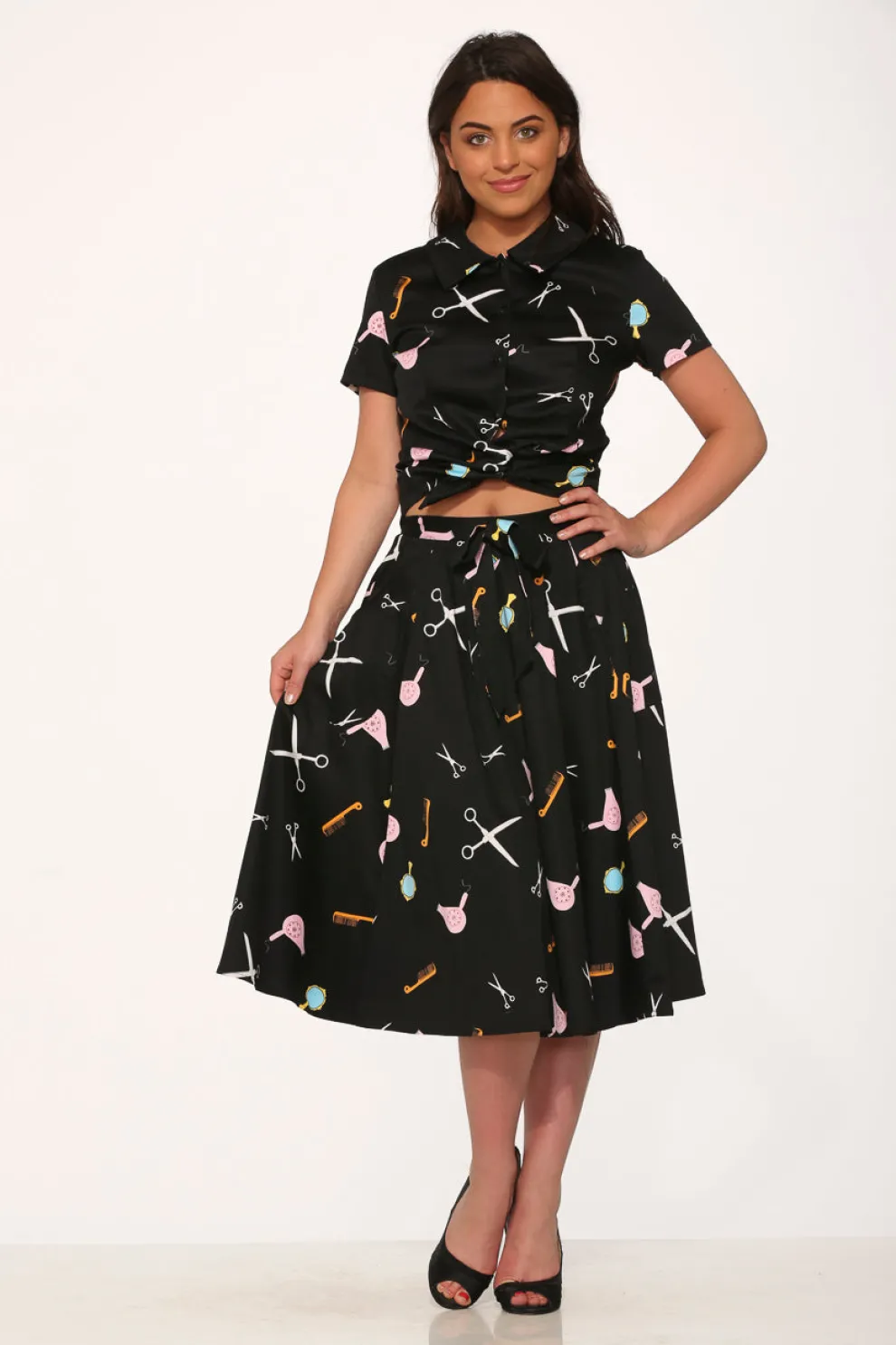 Black Beauty Salon Top & Skirt