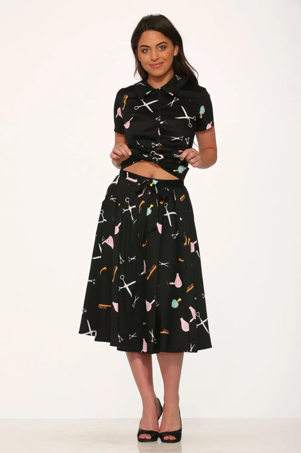 Black Beauty Salon Top & Skirt