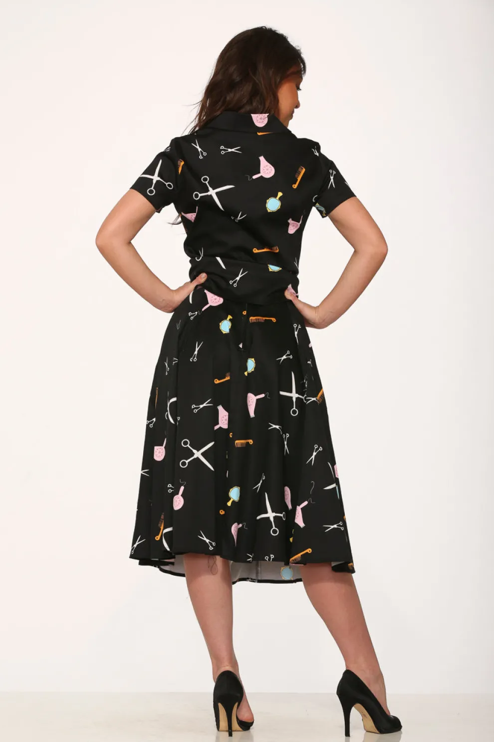 Black Beauty Salon Top & Skirt