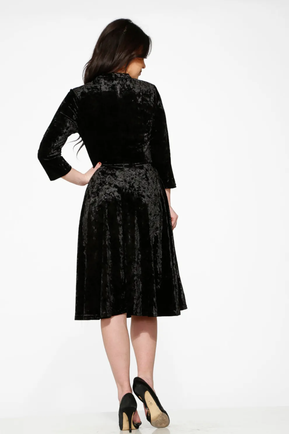 Black Diamond Velvet Swing Dress