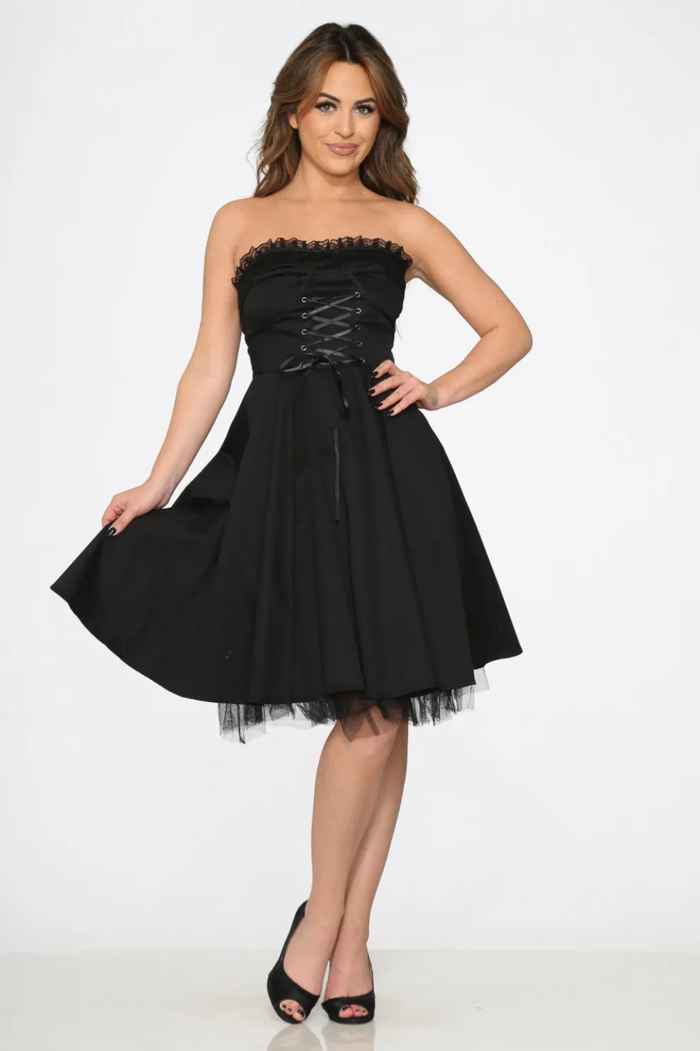 Black Strapless Swing Dress