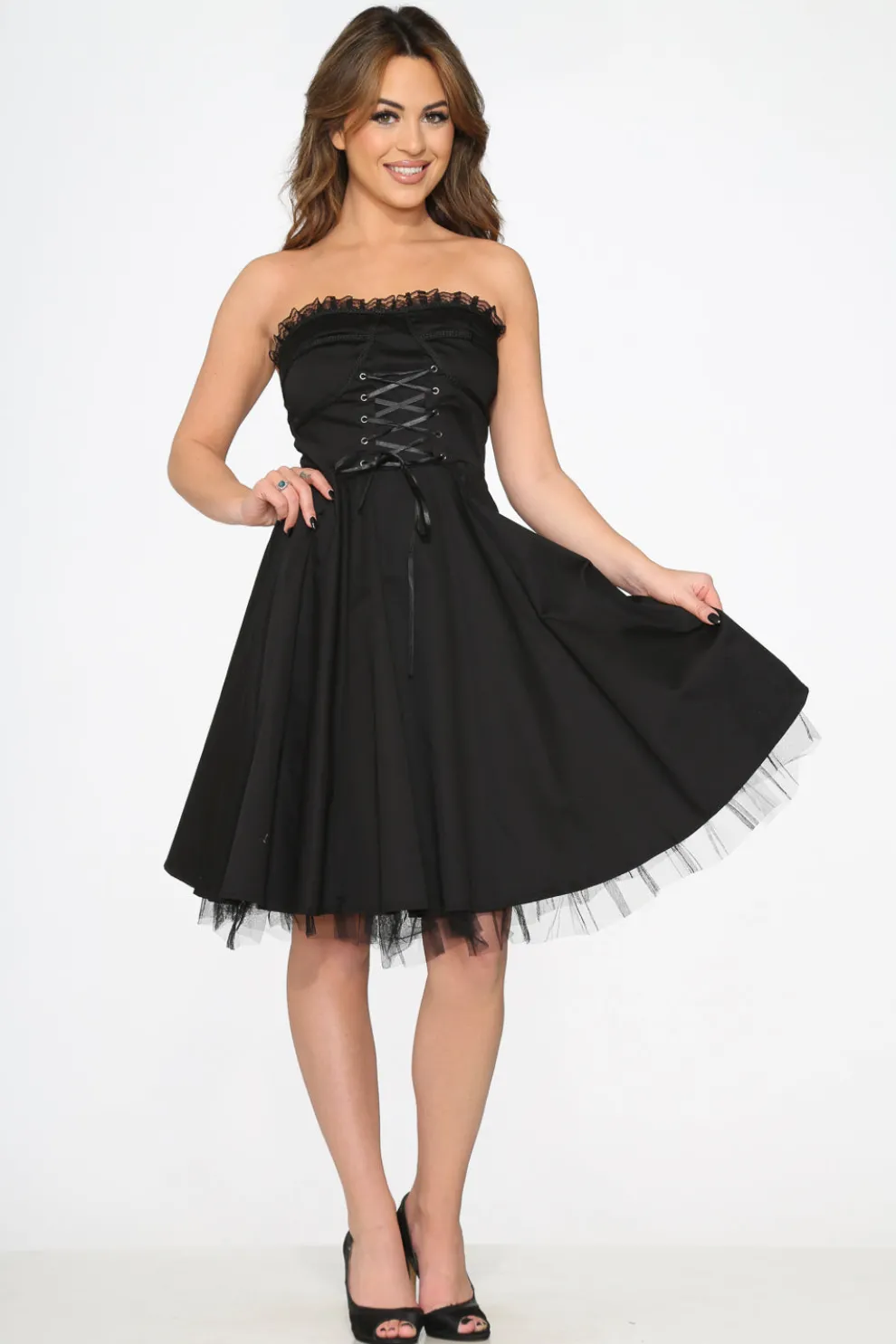 Black Strapless Swing Dress