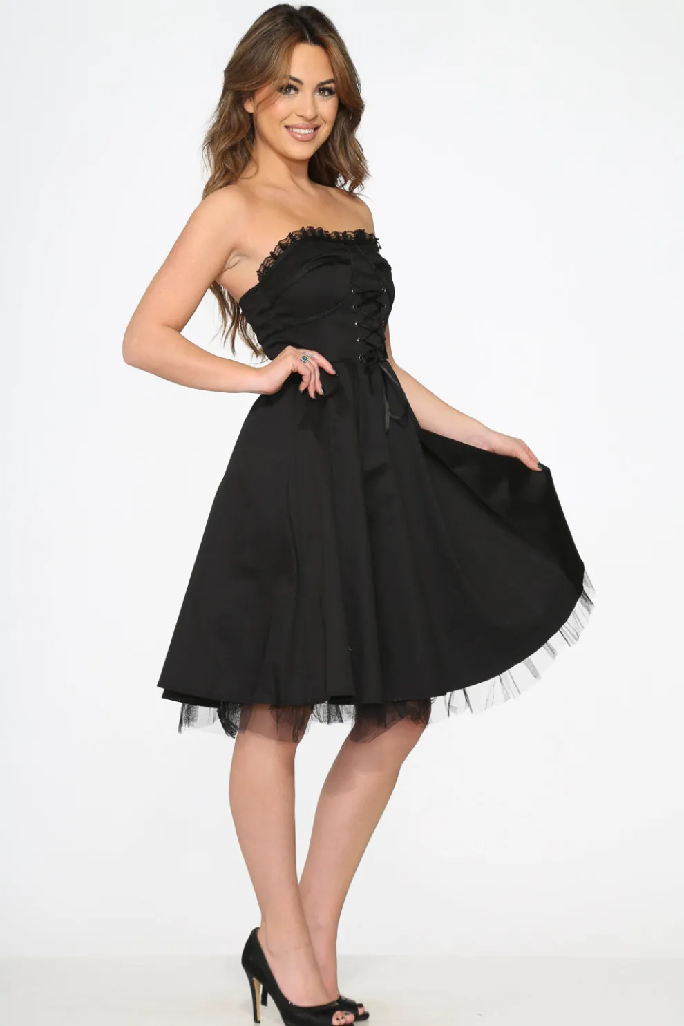 Black Strapless Swing Dress