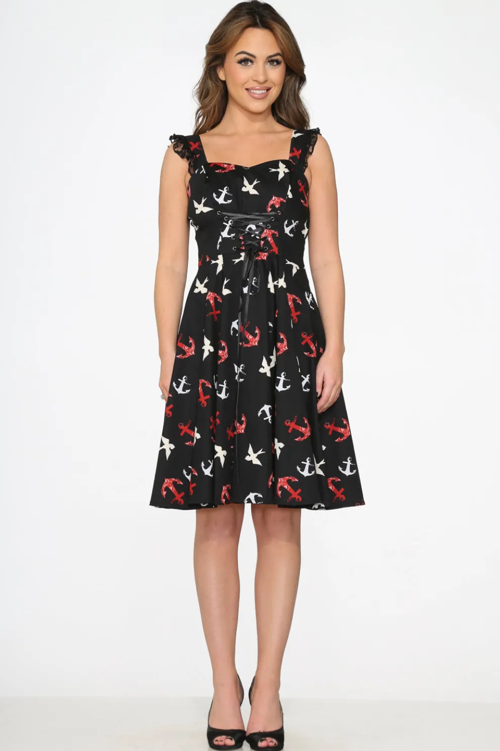 Black Swallow Swing Dress
