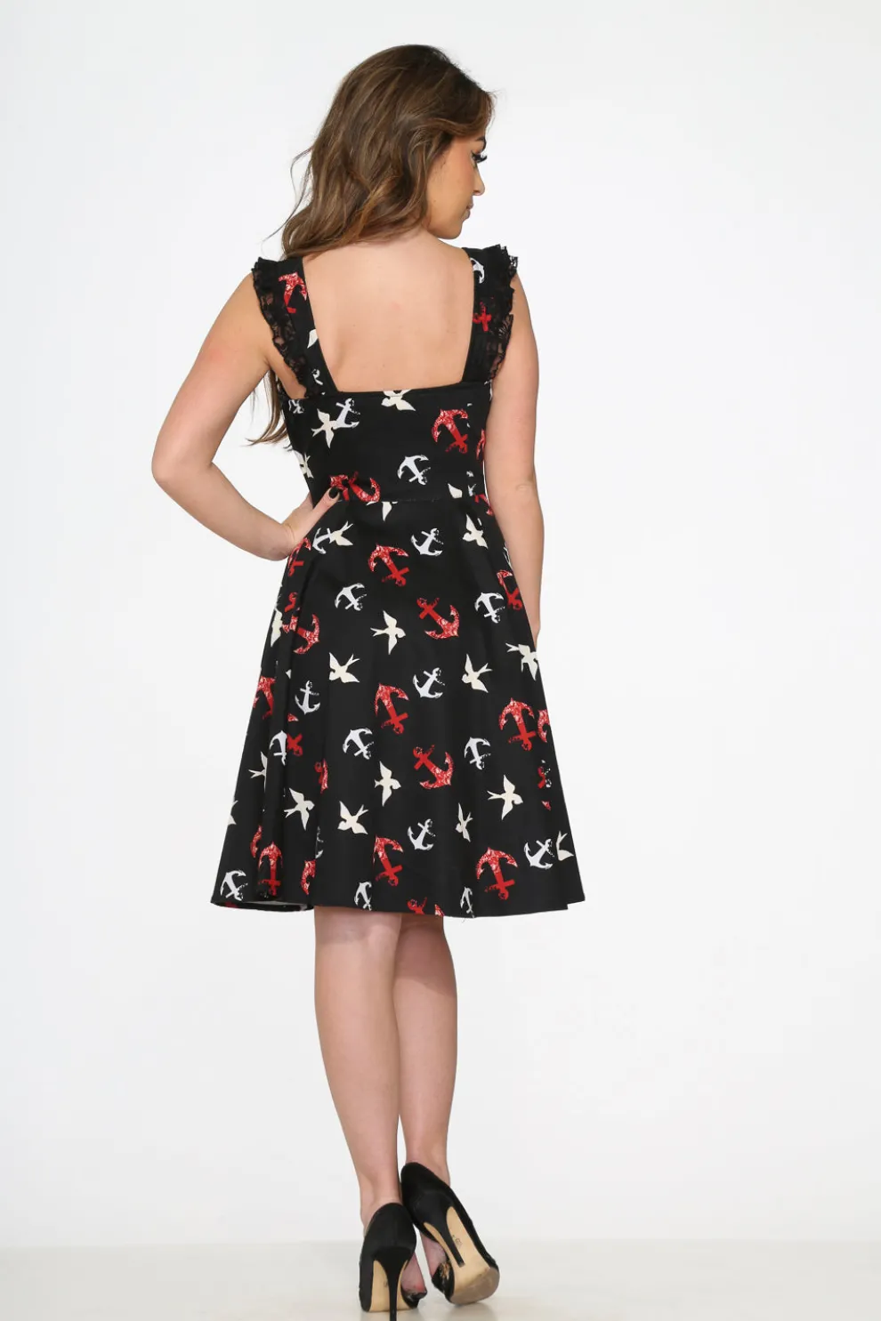 Black Swallow Swing Dress