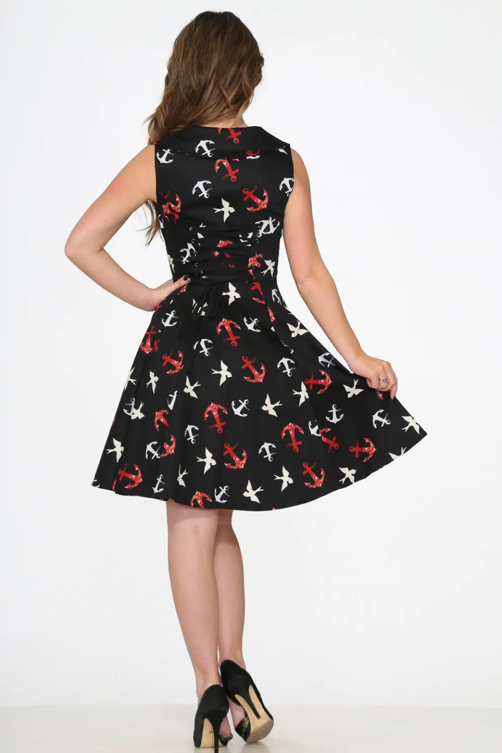 Black Swallow Swing Dress