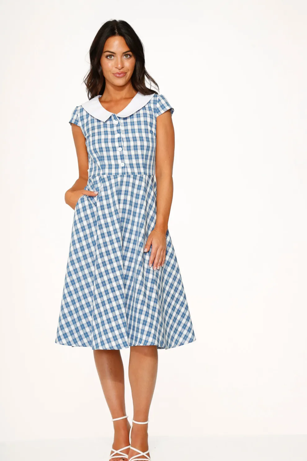 Blue Checker Swing Dress