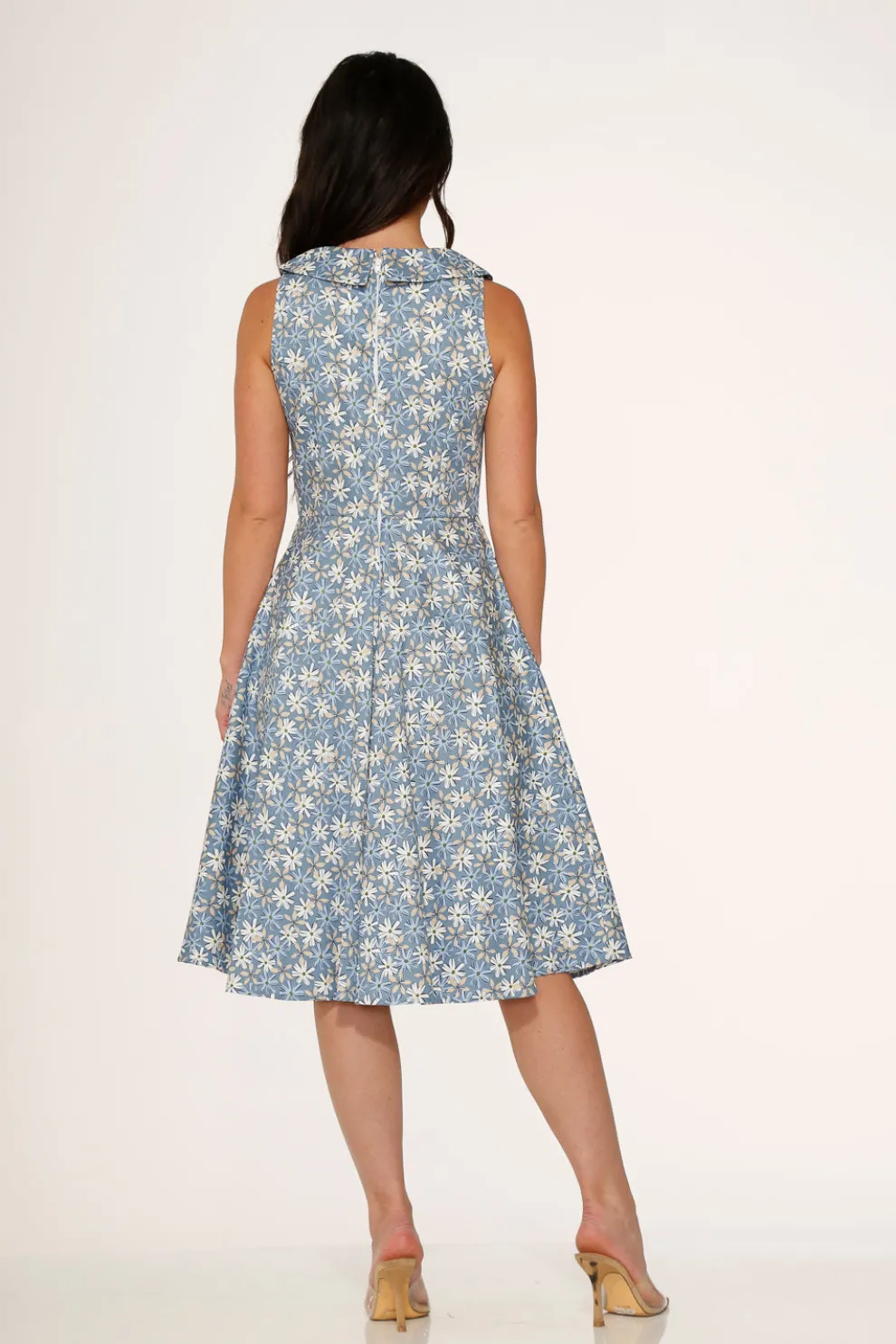 Blue Daisy Floral Swing Dress