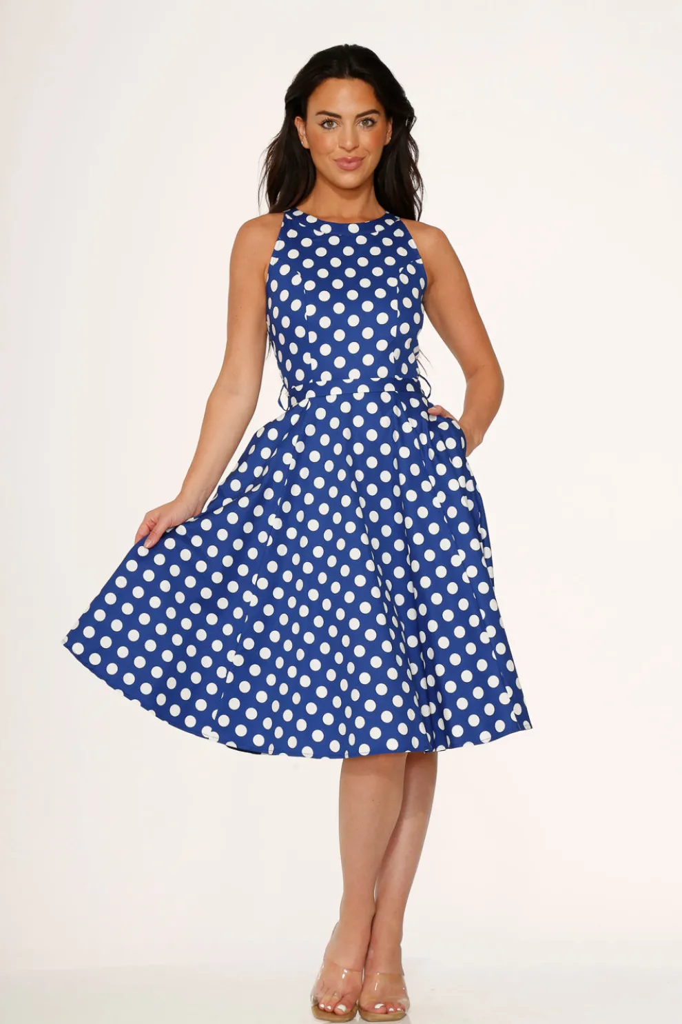 Blue Polka Dot Swing Dress