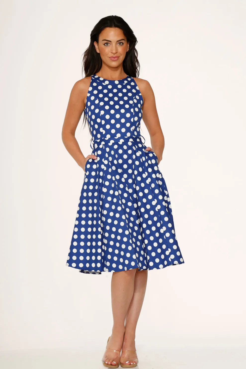 Blue Polka Dot Swing Dress