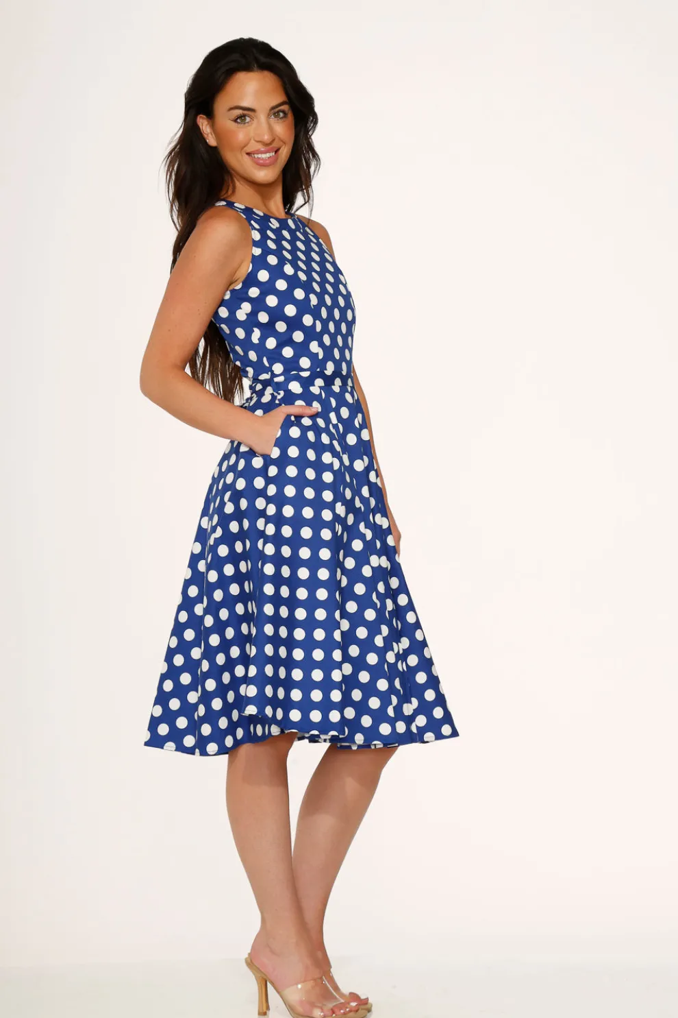 Blue Polka Dot Swing Dress
