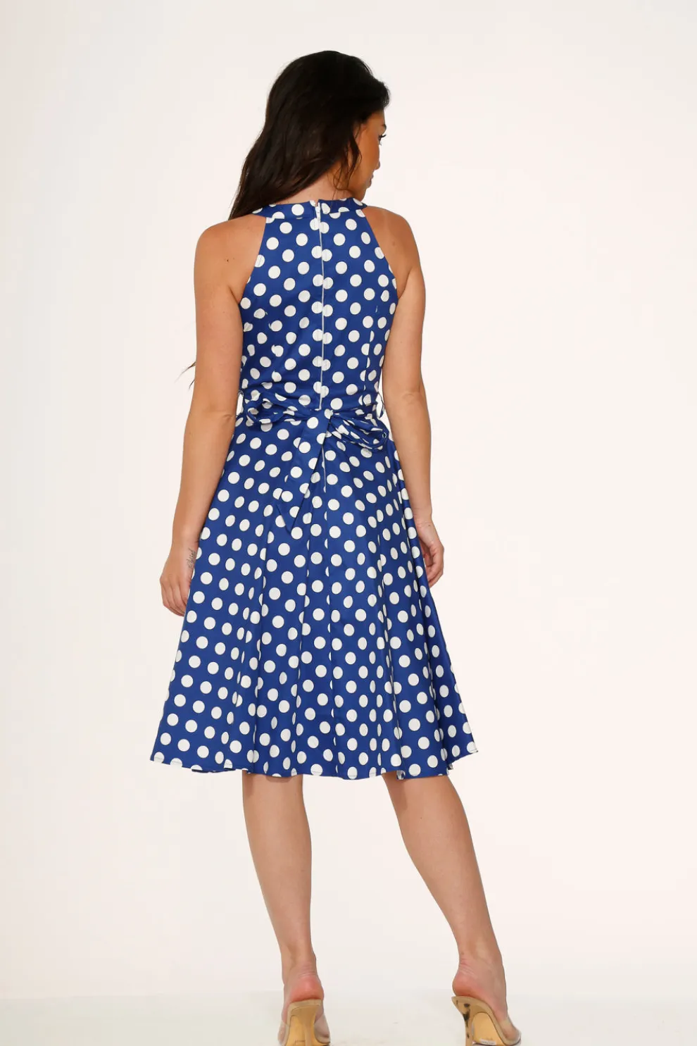 Blue Polka Dot Swing Dress