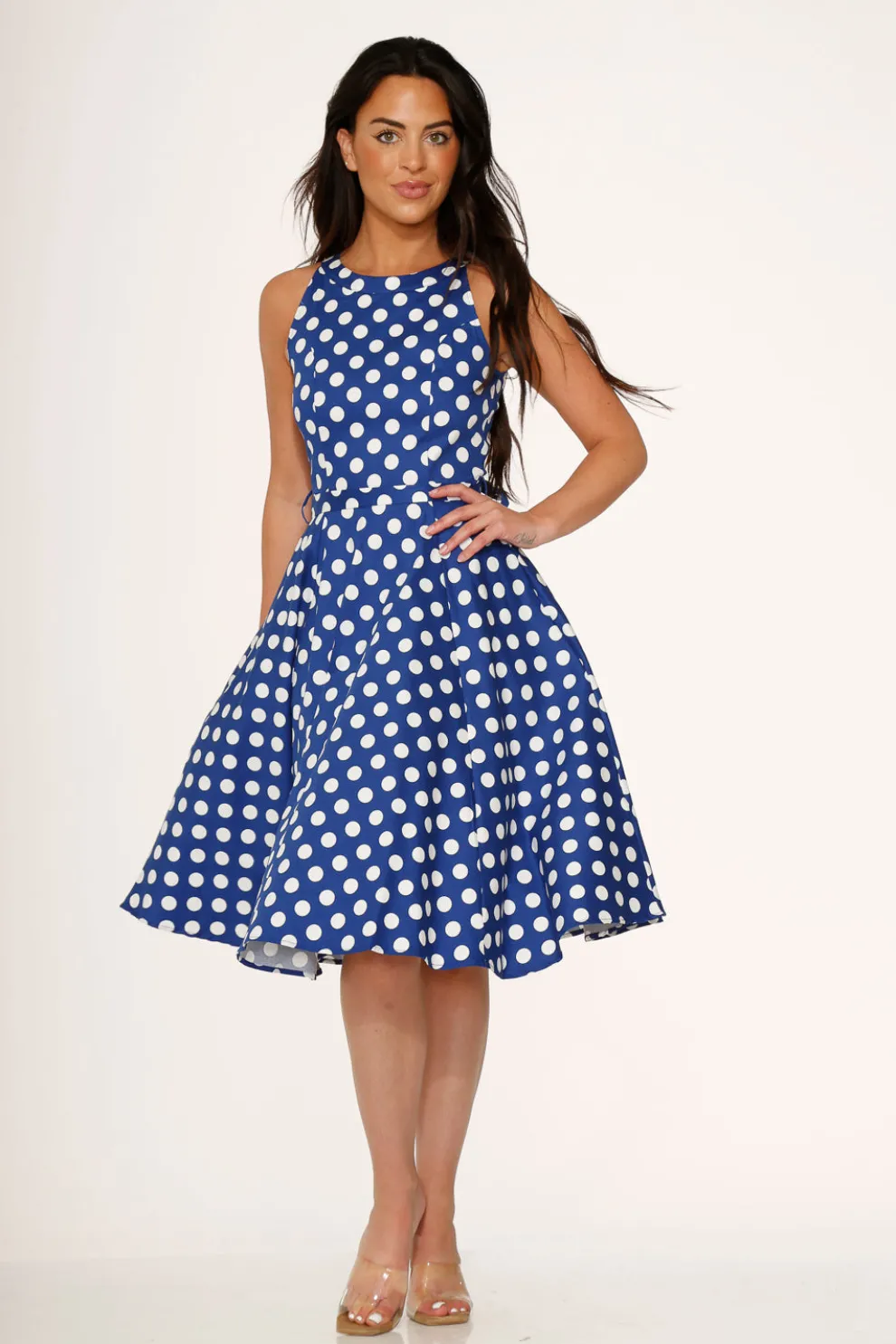 Blue Polka Dot Swing Dress