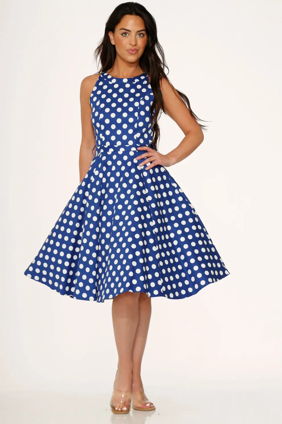Blue Polka Dot Swing Dress