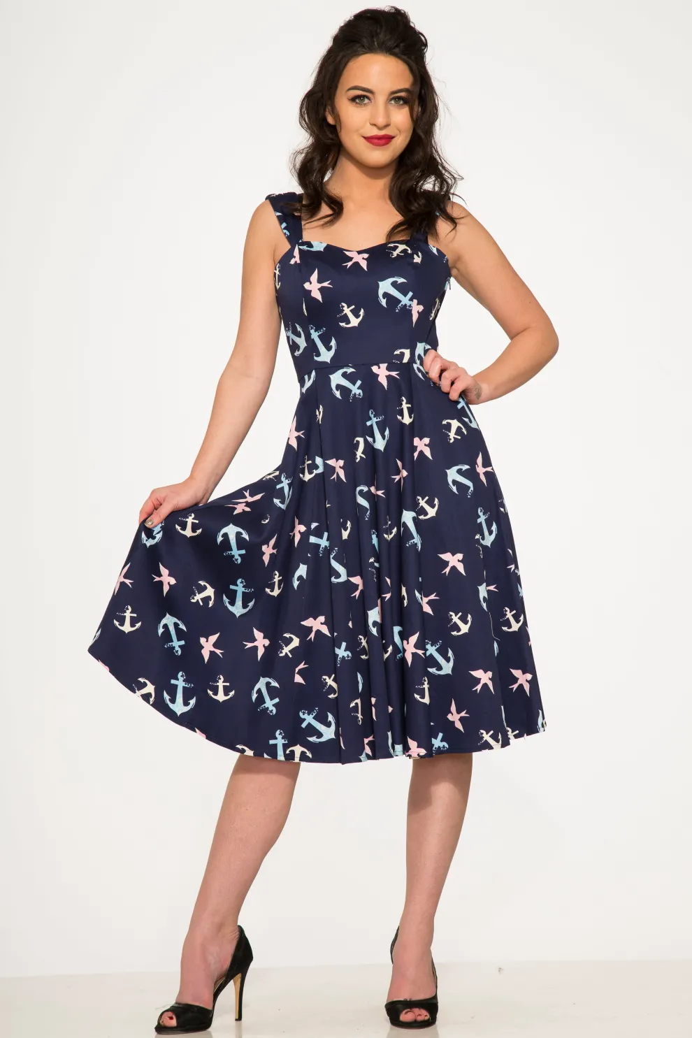 Blue Swallows & Anchor Swing Dress