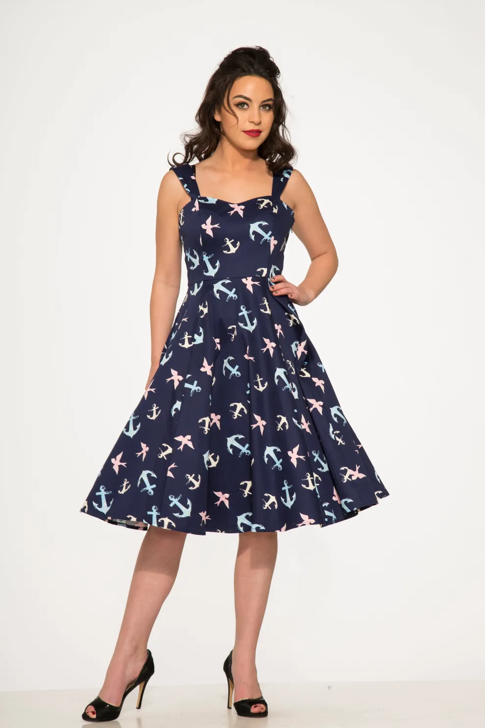 Blue Swallows & Anchor Swing Dress