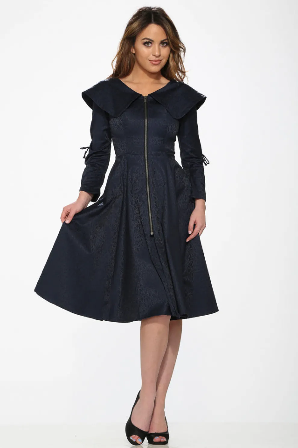 Blue Zipper Swing Dress