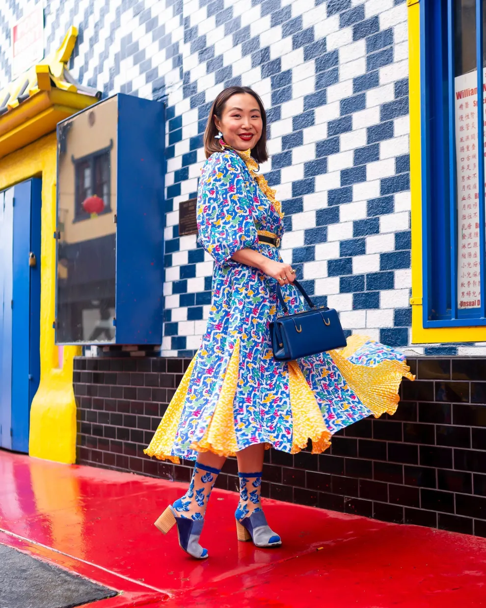 Blueberry Ruffle Sheer Crew Sock