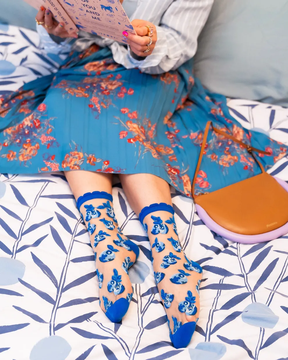 Blueberry Ruffle Sheer Crew Sock