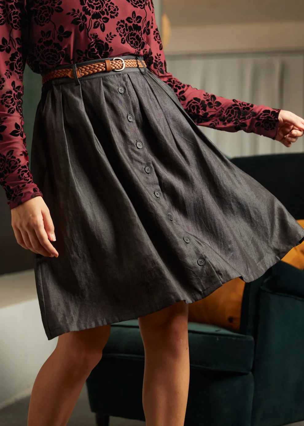 Bookstore's Best Chambray A-Line Skirt