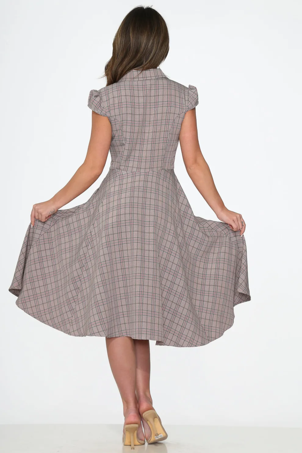 Brown Plaid Swing Dress