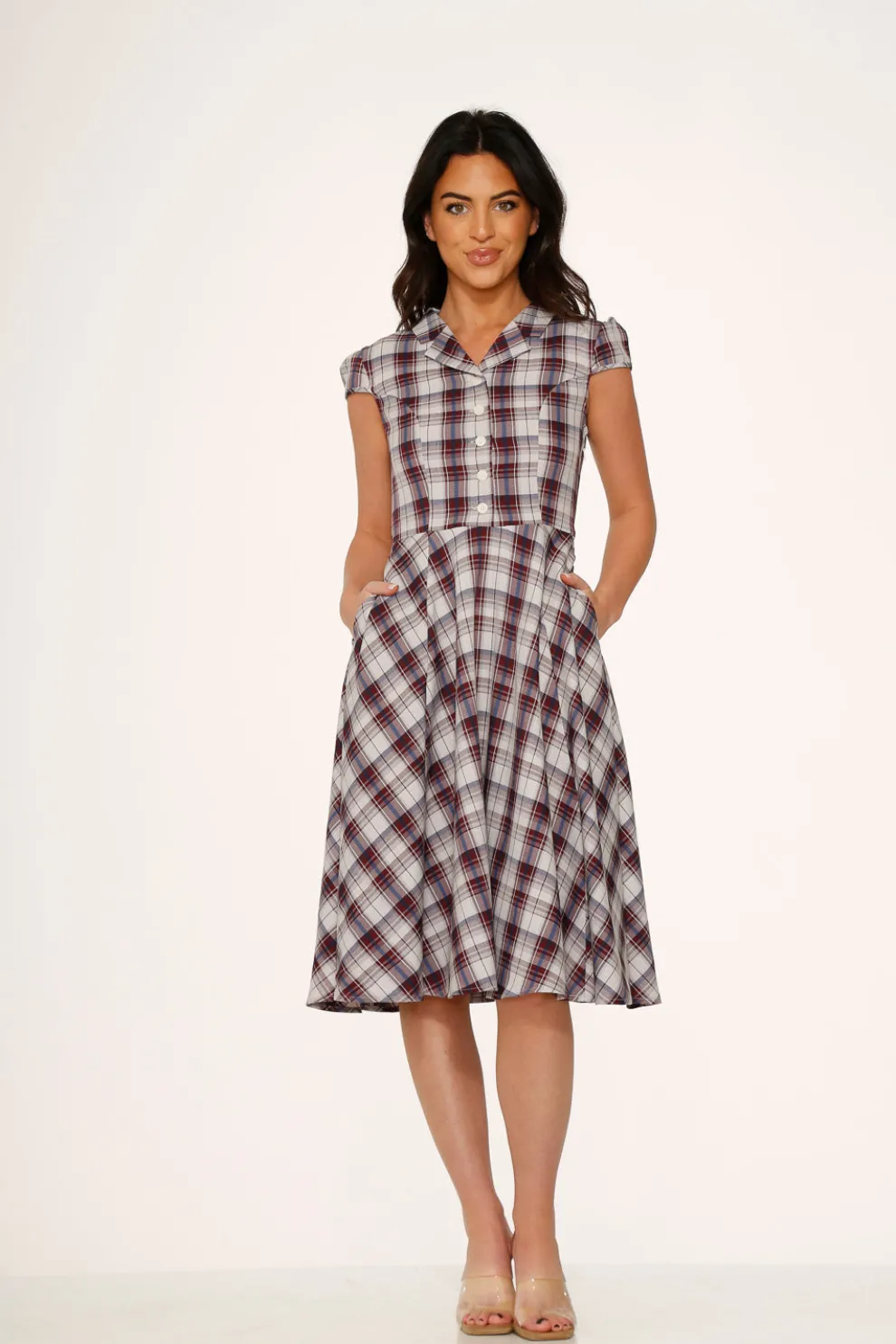 Brown Plaid Swing Dress
