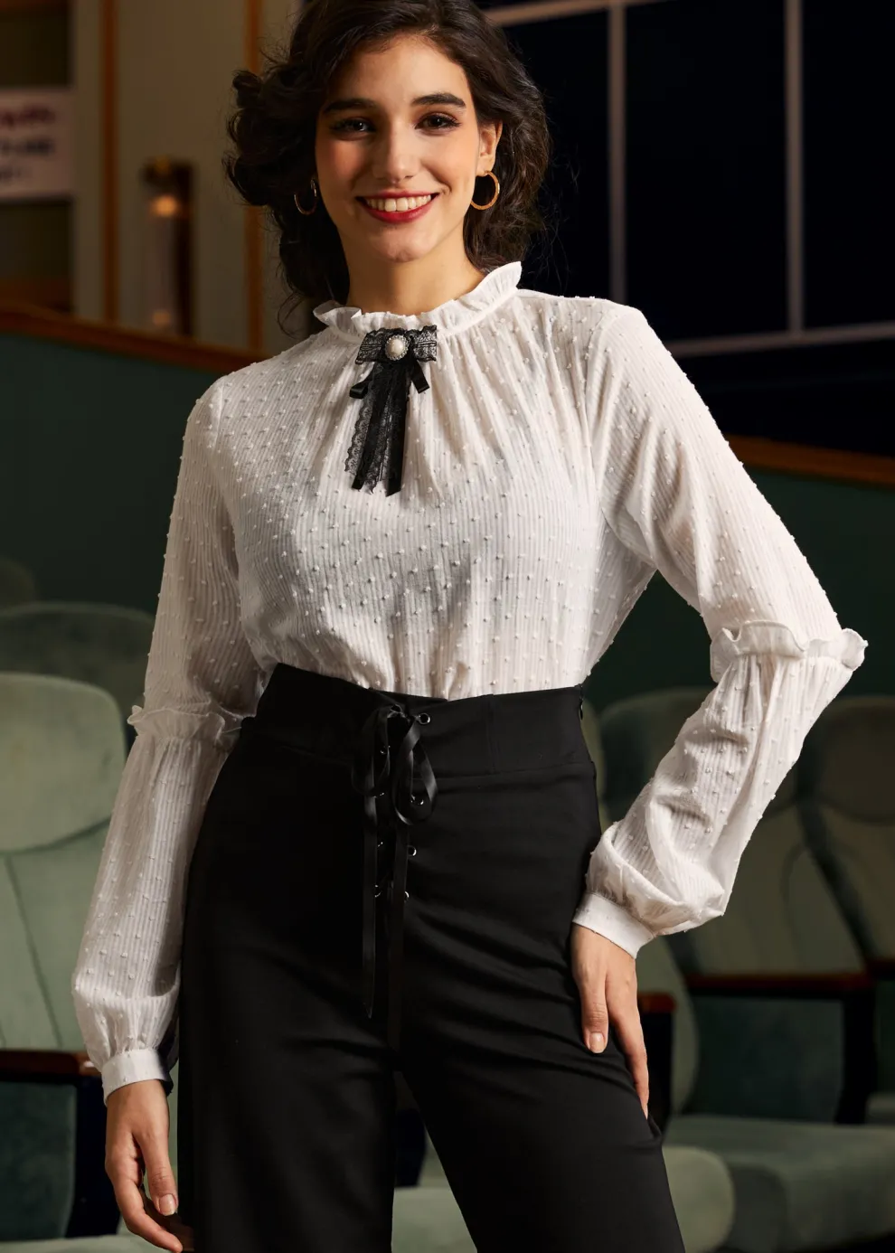 Bygone Beauty Balloon Sleeve Blouse