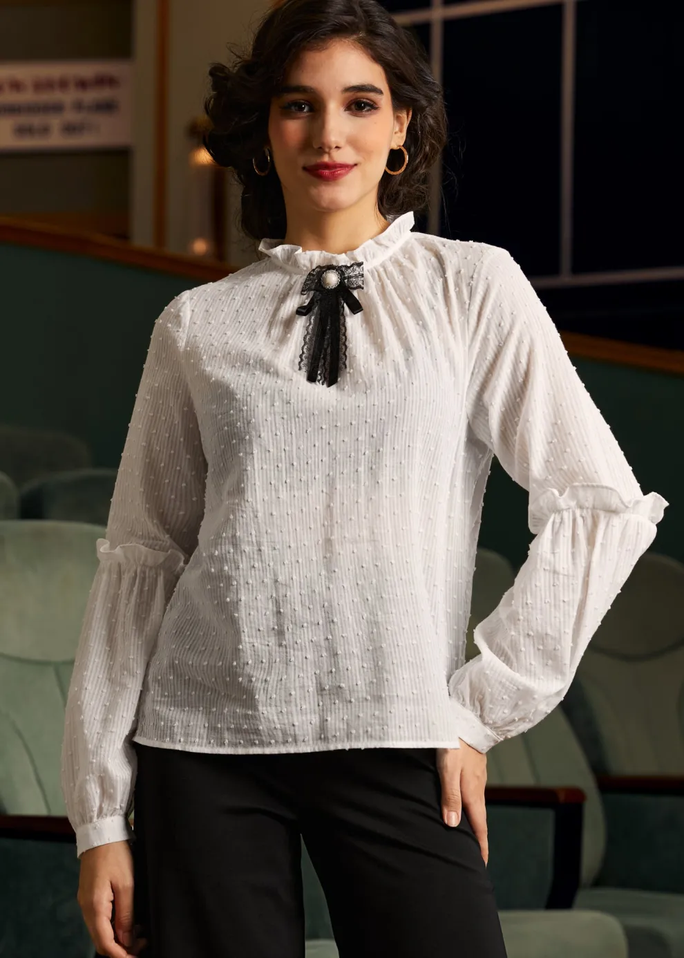 Bygone Beauty Balloon Sleeve Blouse