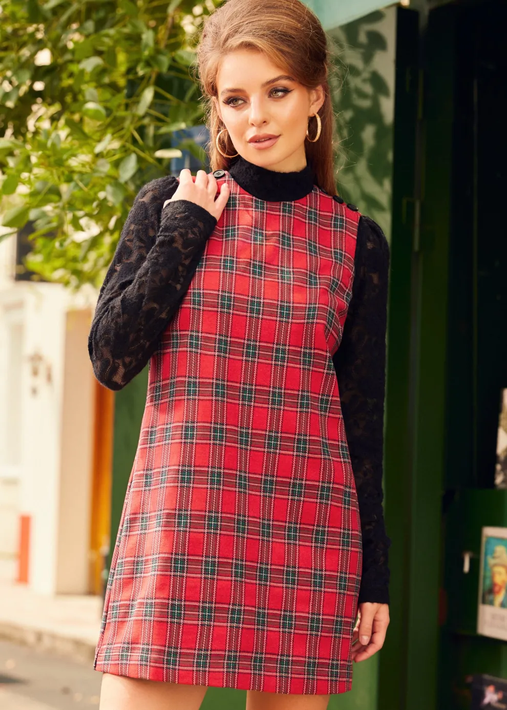Checkered Charm A-Line Shift Dress
