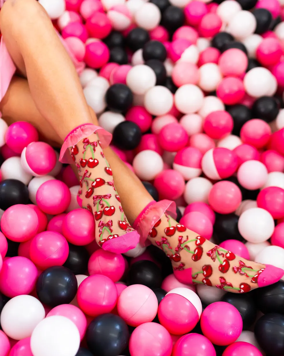 Cherry Bow Ruffle Sheer Crew Sock