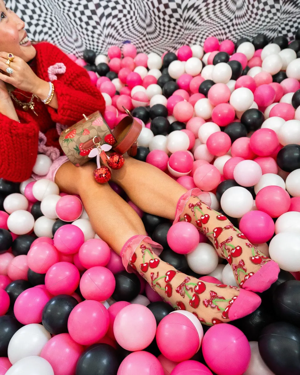 Cherry Bow Ruffle Sheer Crew Sock