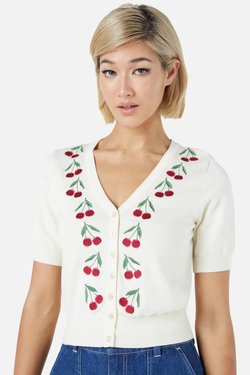 Cherry Embroidered Cardigan