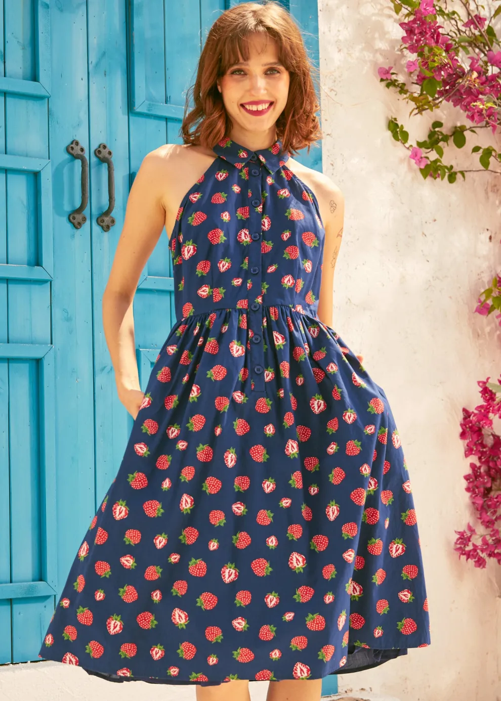 Cutaway Shirt Fit & Flare Dress