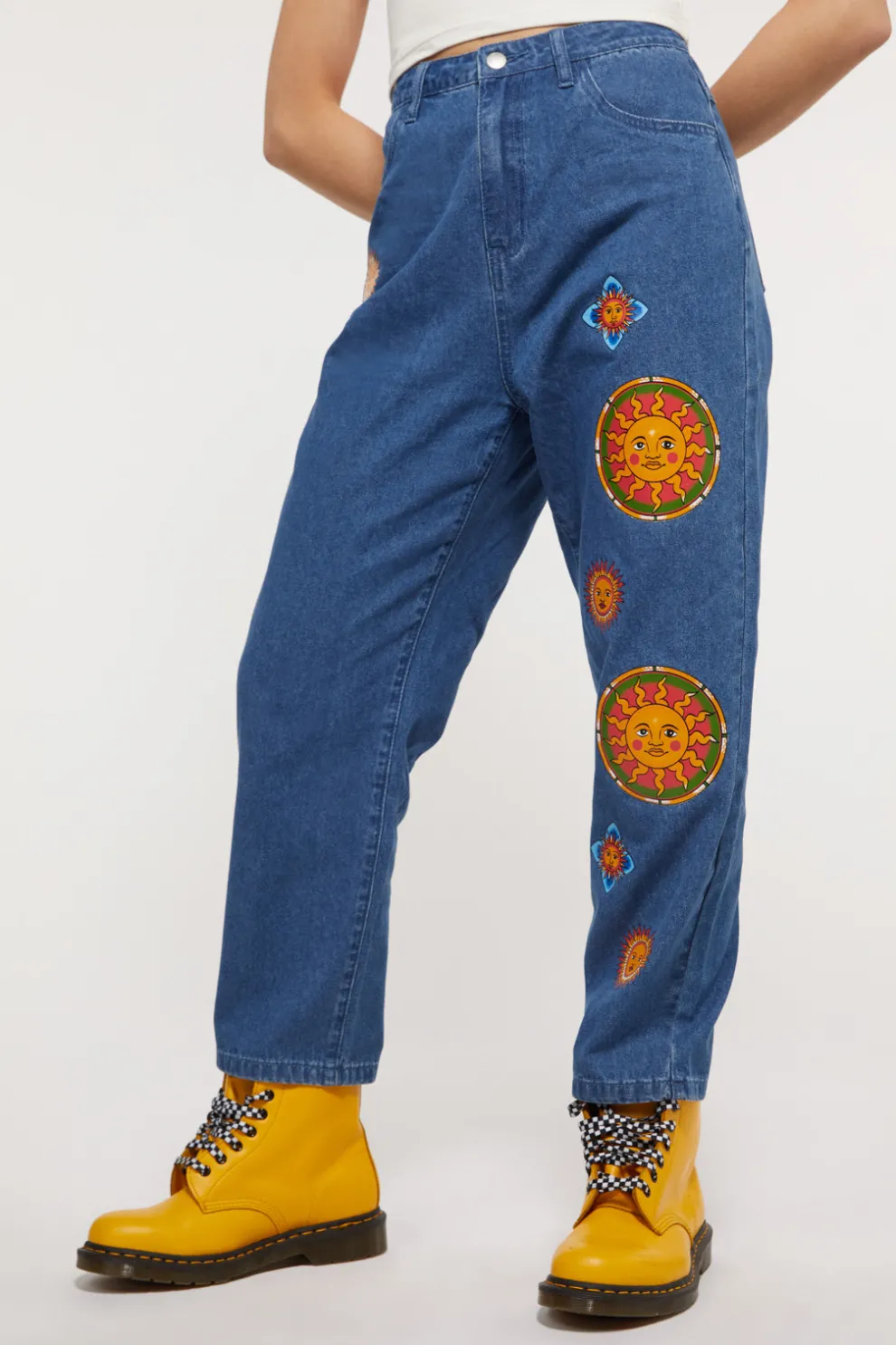 Denim Sun Print Jean