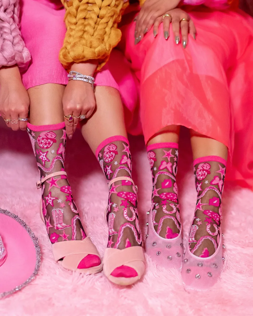 Disco Barbie Black Sheer Crew Sock