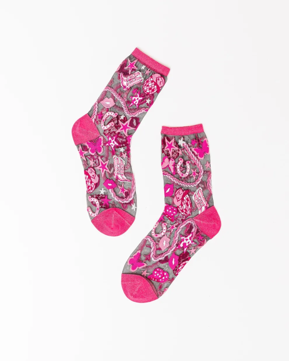 Disco Barbie Black Sheer Crew Sock