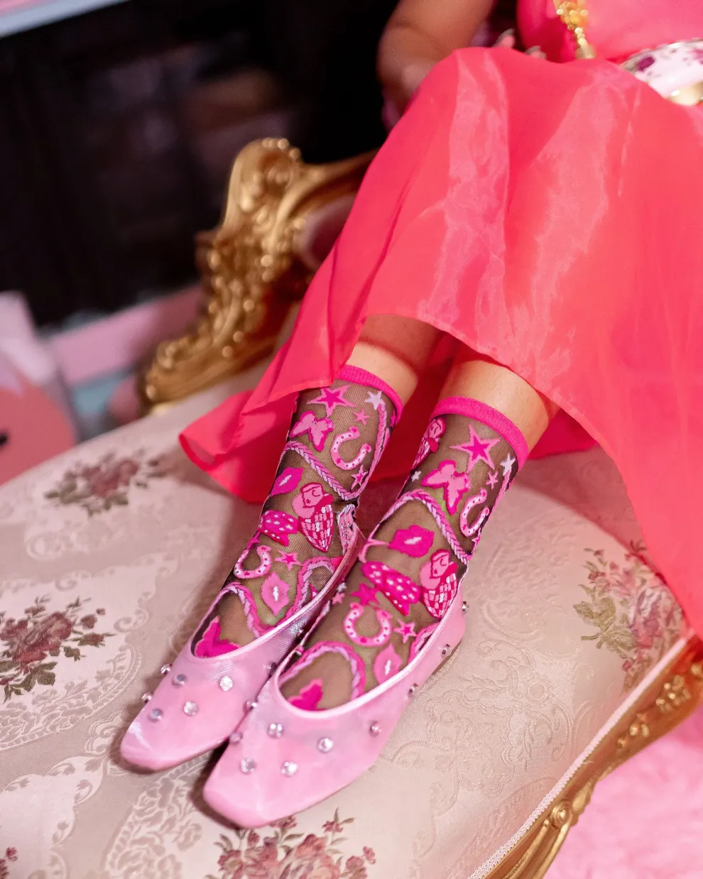 Disco Barbie Black Sheer Crew Sock